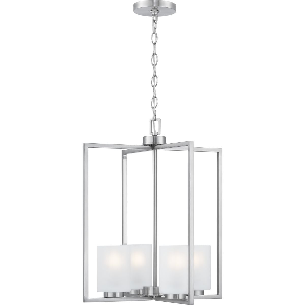 Progress Lighting Rexington 4-Light Brushed Nickel Modern/Contemporary Etched Glass Cylinder Medium Hanging Pendant Light