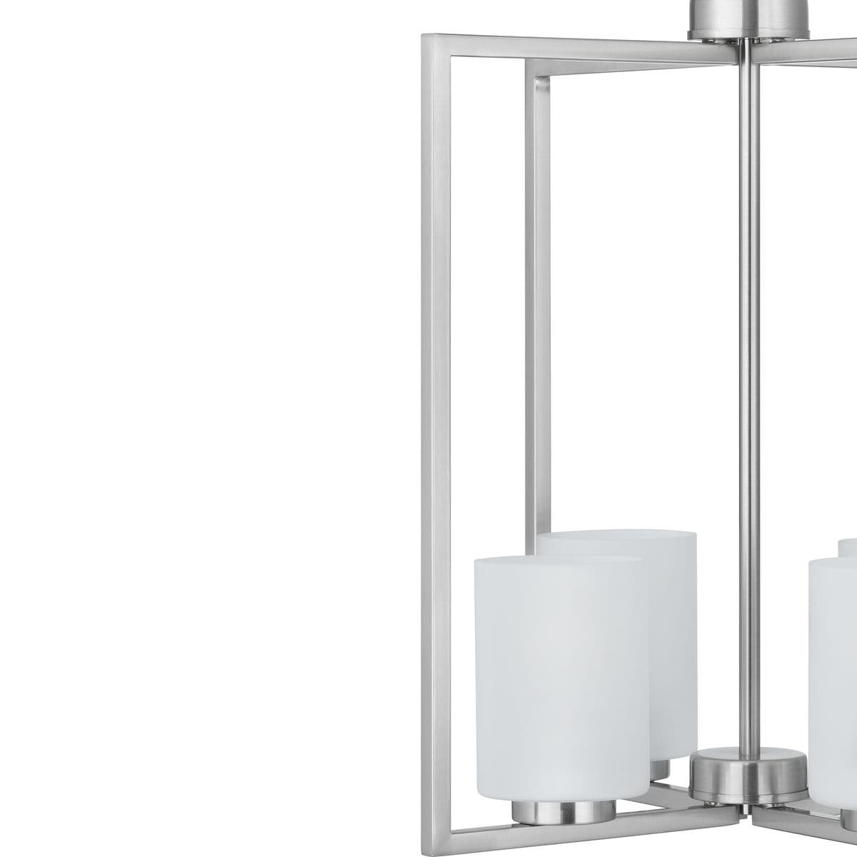 Progress Lighting Rexington 4-Light Brushed Nickel Modern/Contemporary Etched Glass Cylinder Medium Hanging Pendant Light
