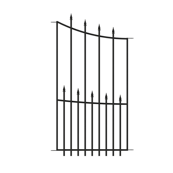 YARDLINK Right Transitional Panel 4-ft H x 2-ft W Black Steel Decorative Metal Pressed-point No Dig Decorative Fence Panel
