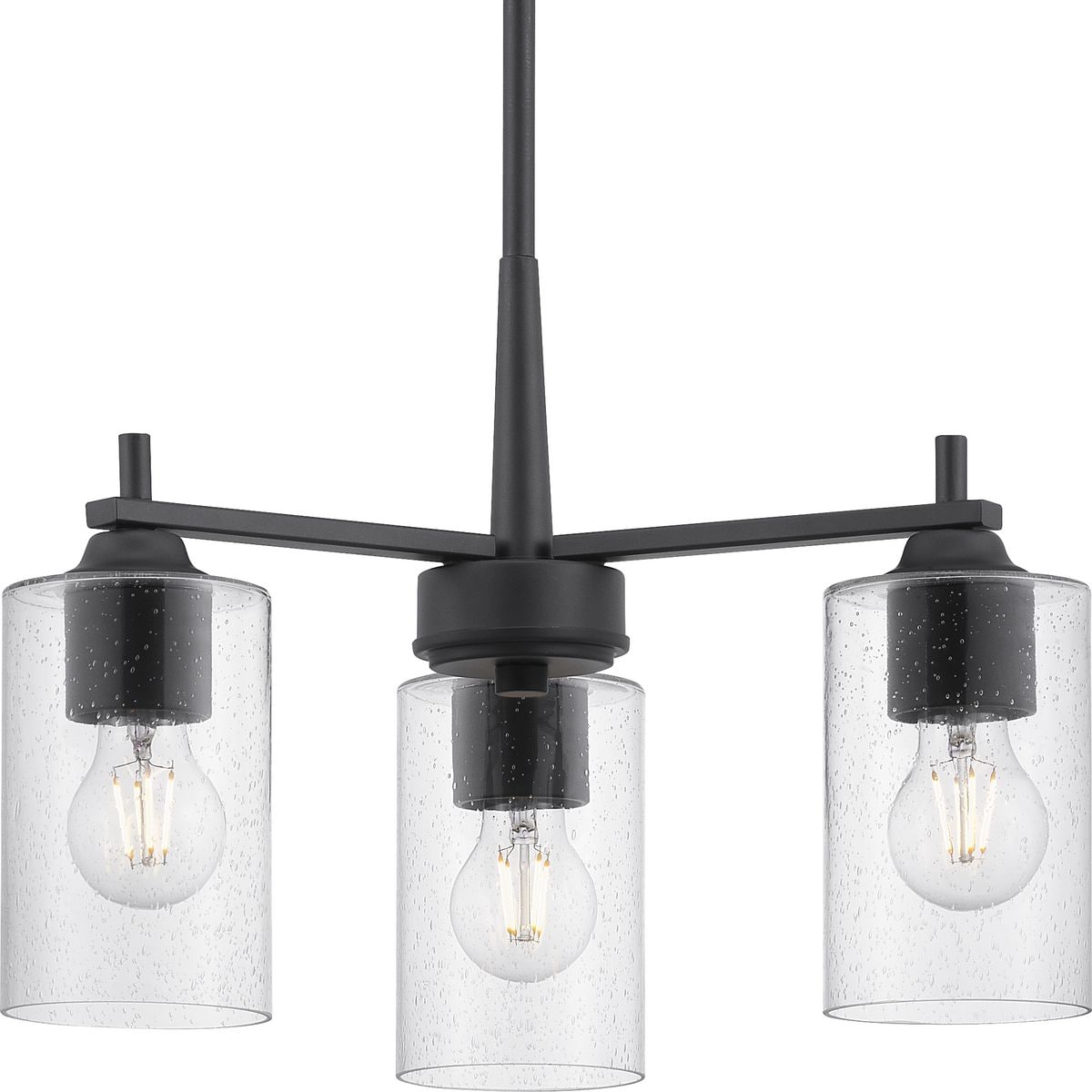 Progress Lighting Morehouse 3-Light Matte Black Transitional Chandelier