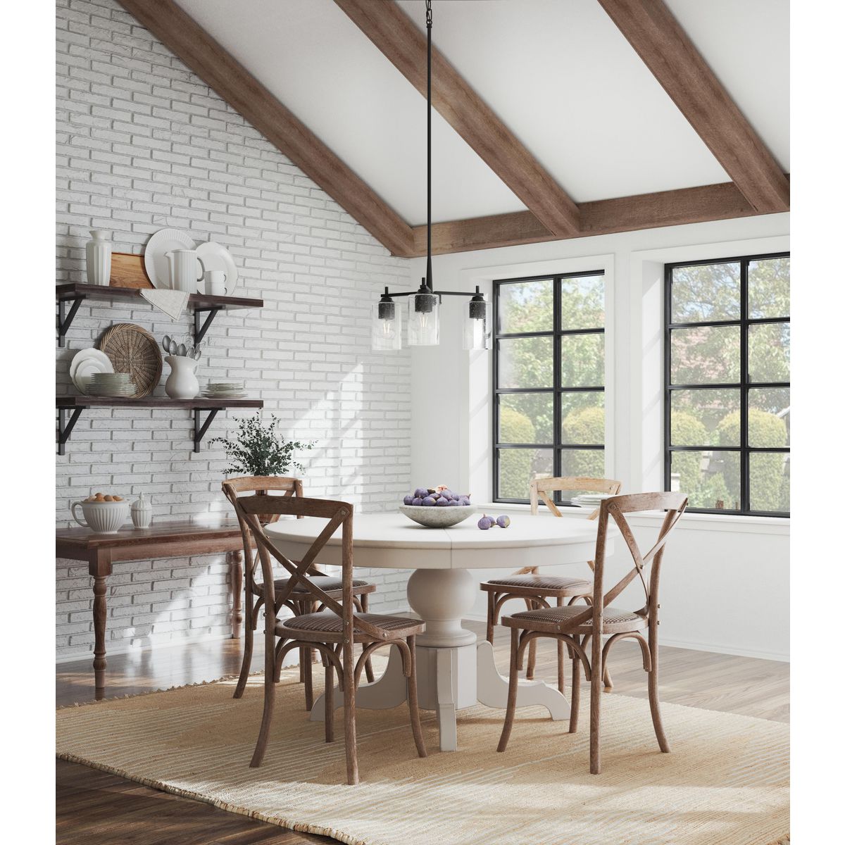 Progress Lighting Morehouse 3-Light Matte Black Transitional Chandelier