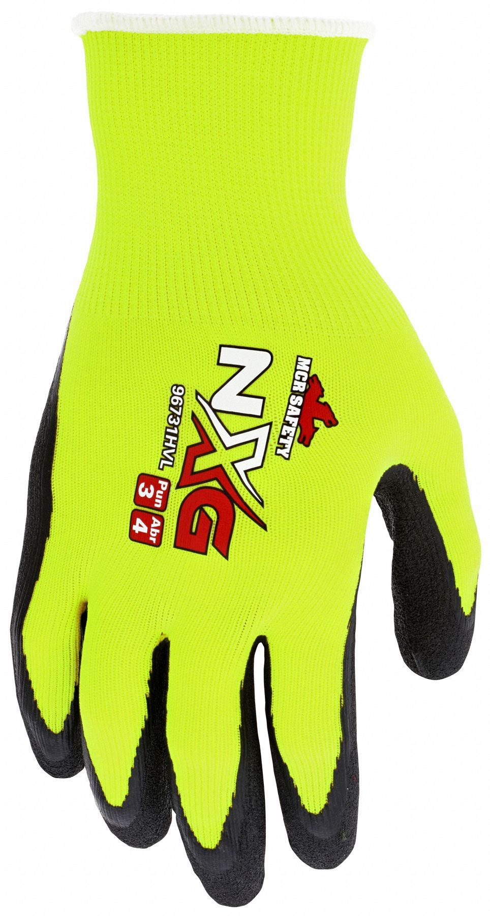 MCR SAFETY Memphis Flex Hi-Vis Sandy Foam Latex Coated Gloves, Size S