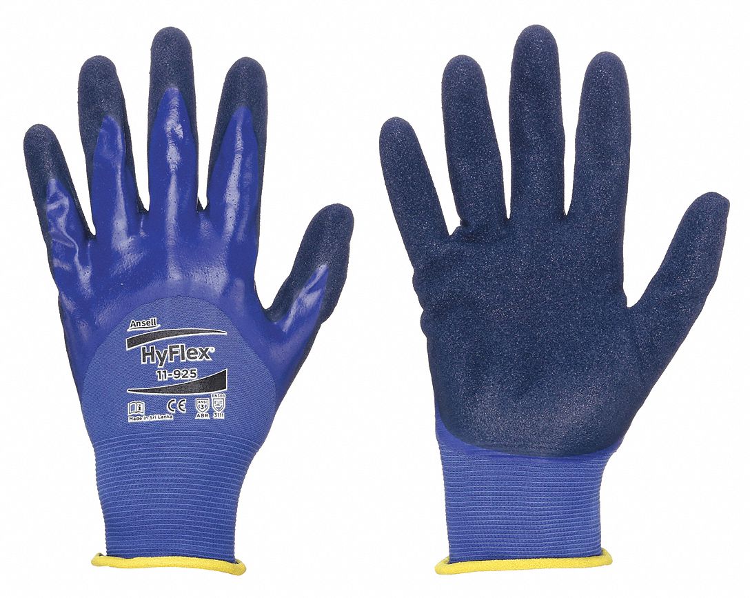 HYFLEX 11-925 Nitrile-Coated Gloves, Medium Size for General Purpose Use