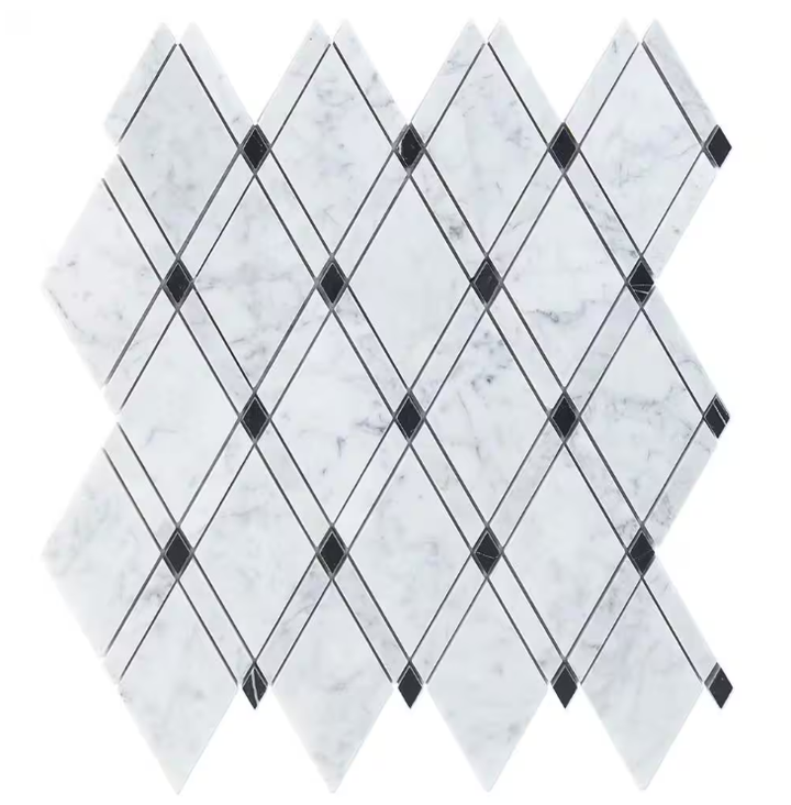 Grand Pavo Carrera Blend 11 in. x 12 in. x 10 mm Polished Marble Mosaic Tile