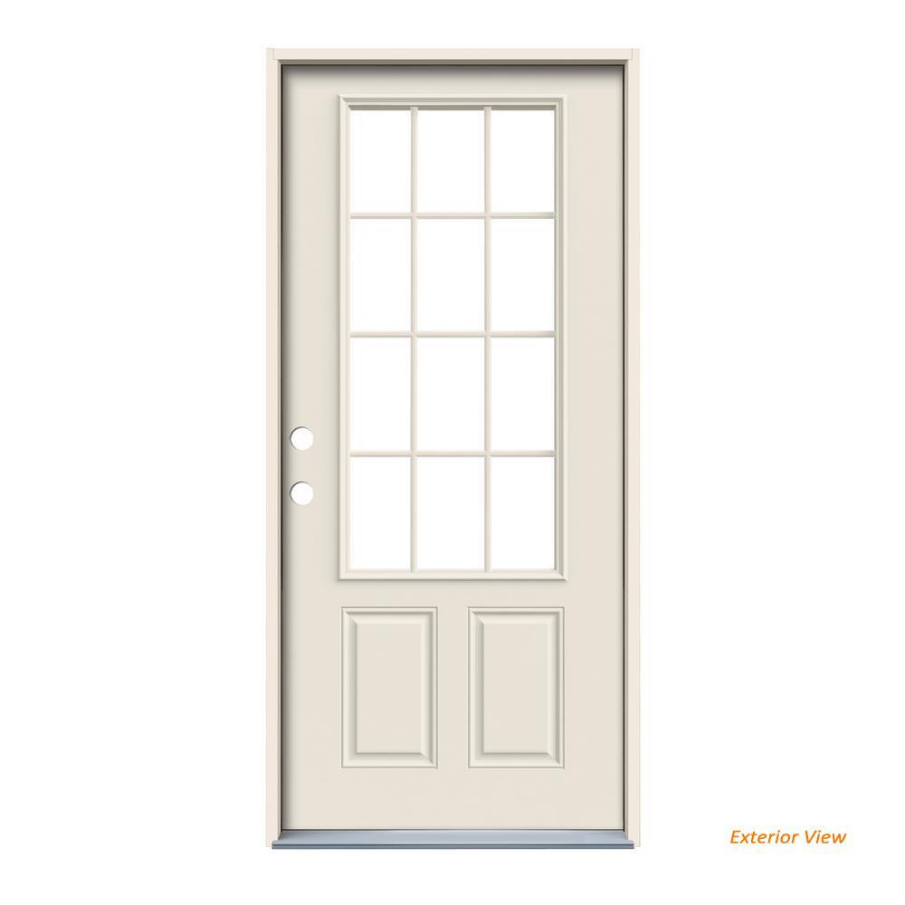 32 in. x 80 in. 12 Lite Primed Steel Prehung Right-Hand Inswing Back Door - Super Arbor