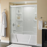 Simplicity 60 in. x 58-1/8 in. Semi-Frameless Traditional Sliding Bathtub Door in Bronze with Niebla Glass - Super Arbor