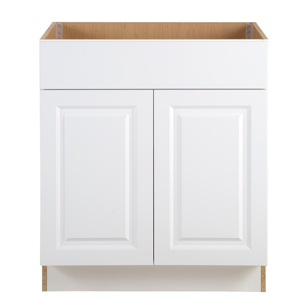 Benton Assembled 30x34.5x24 in. Sink Base Cabinet with False Drawer Front in White - Super Arbor