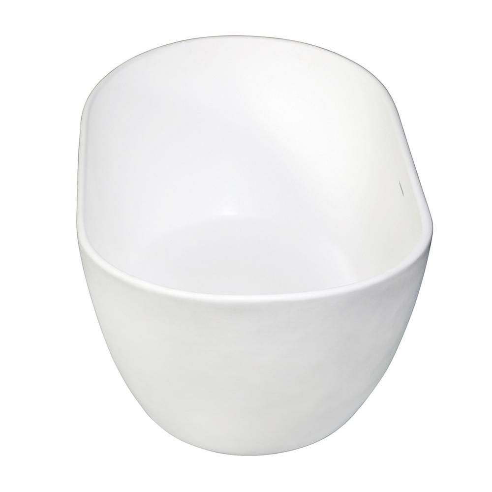 Collete 56.3 in. Solid Surface Flatbottom Freestanding Bathtub in White - Super Arbor