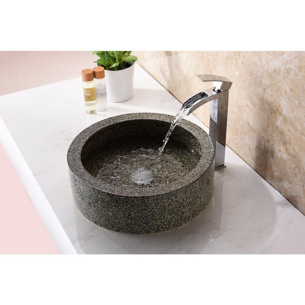 Black Iro Vessel Sink in Speckled Stone - Super Arbor