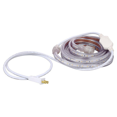 16.4 ft. 30-Watt Plug-In Outdoor Flex LED Landscape Lighting Set Deck Rail Light Bright White 4000K, White - Super Arbor