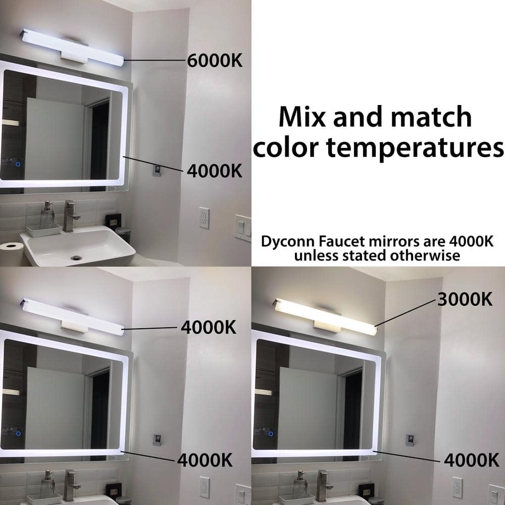 Swan 48 in. W x 36 in. H LED Backlit Vanity Bathroom Mirror with Touch On/Off Dimmer and Anti-Fog