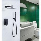 1-Spray Patterns with 2.5 GPM 10 in. Wall Mount Rain Dual Shower Heads in Matte Black, Shower System / Faucet Set - Super Arbor