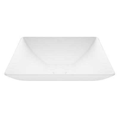 VIGO Hibiscus White Handmade Countertop Matte Stone Square Vessel Bathroom Sink in Matte White - Super Arbor