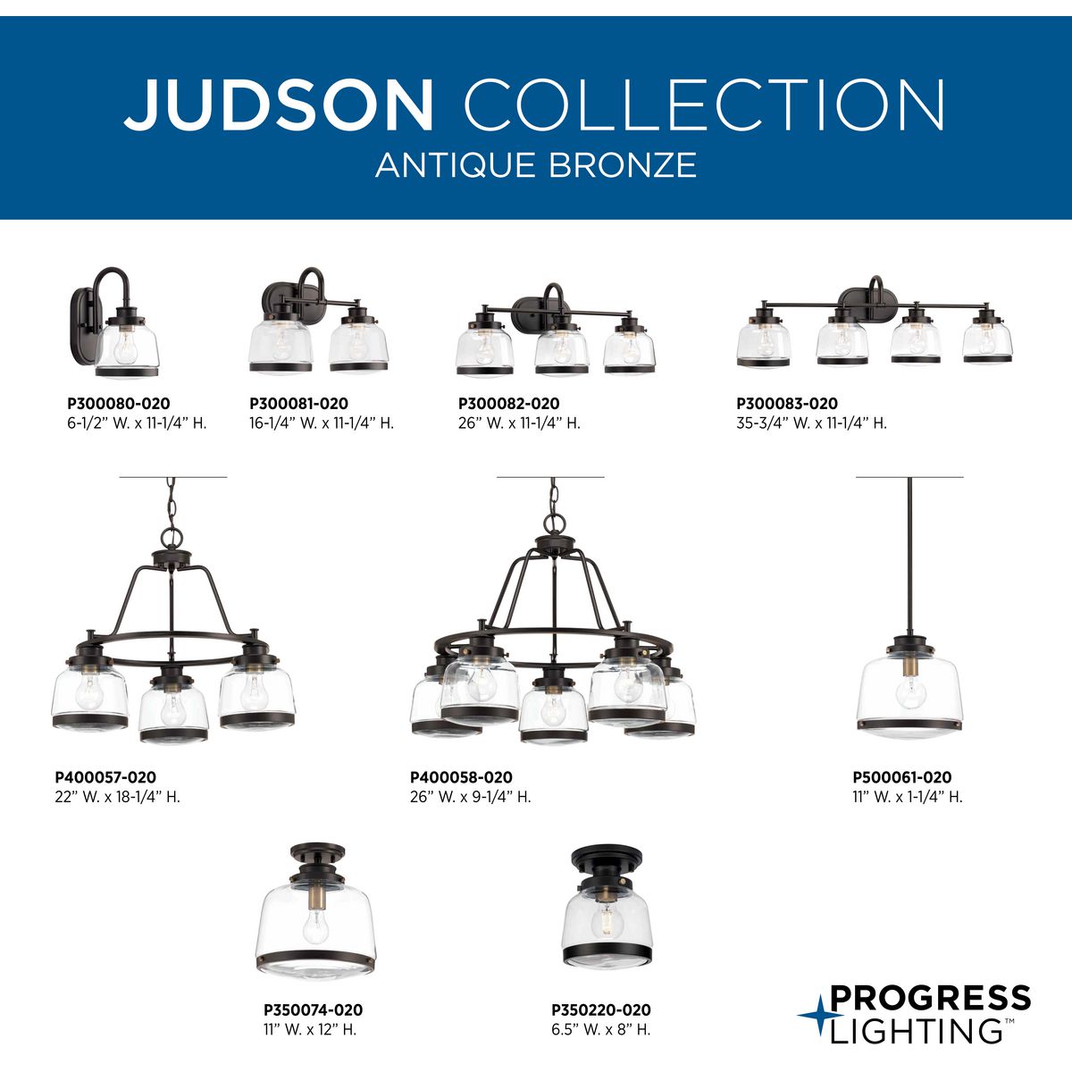 Progress Lighting Judson 3-Light Antique Bronze Farmhouse Chandelier