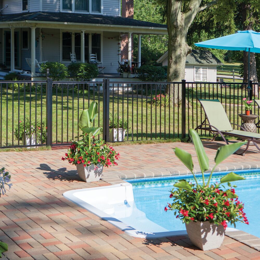 Freedom Easton 4-ft H x 6-ft W Black Aluminum Spaced Picket Flat-top Decorative Fence Panel