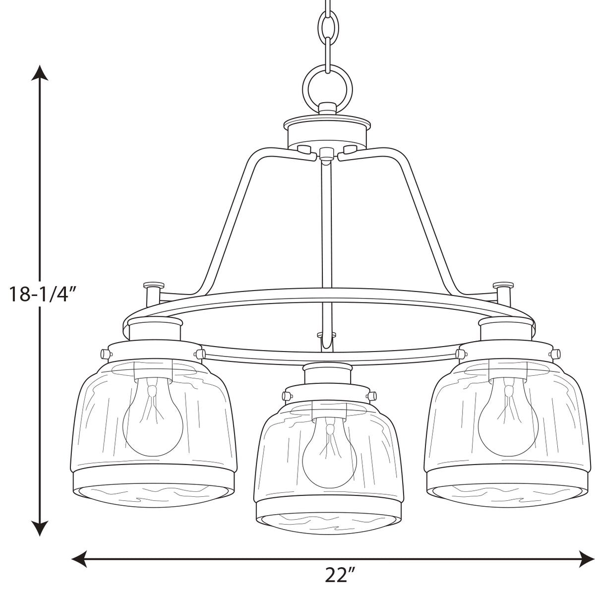 Progress Lighting Judson 3-Light Antique Bronze Farmhouse Chandelier
