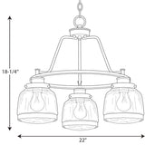 Progress Lighting Judson 3-Light Antique Bronze Farmhouse Chandelier
