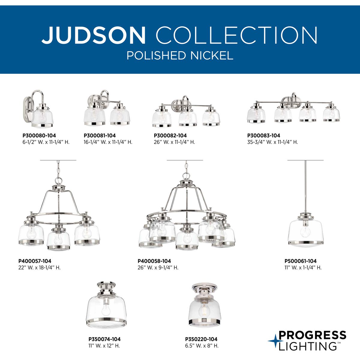 Progress Lighting Judson 5-Light Polished Nickel Farmhouse Chandelier