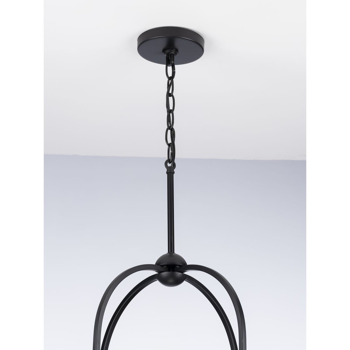 Progress Lighting Seneca 8-Light Matte Black Farmhouse Lantern Medium Hanging Pendant Light