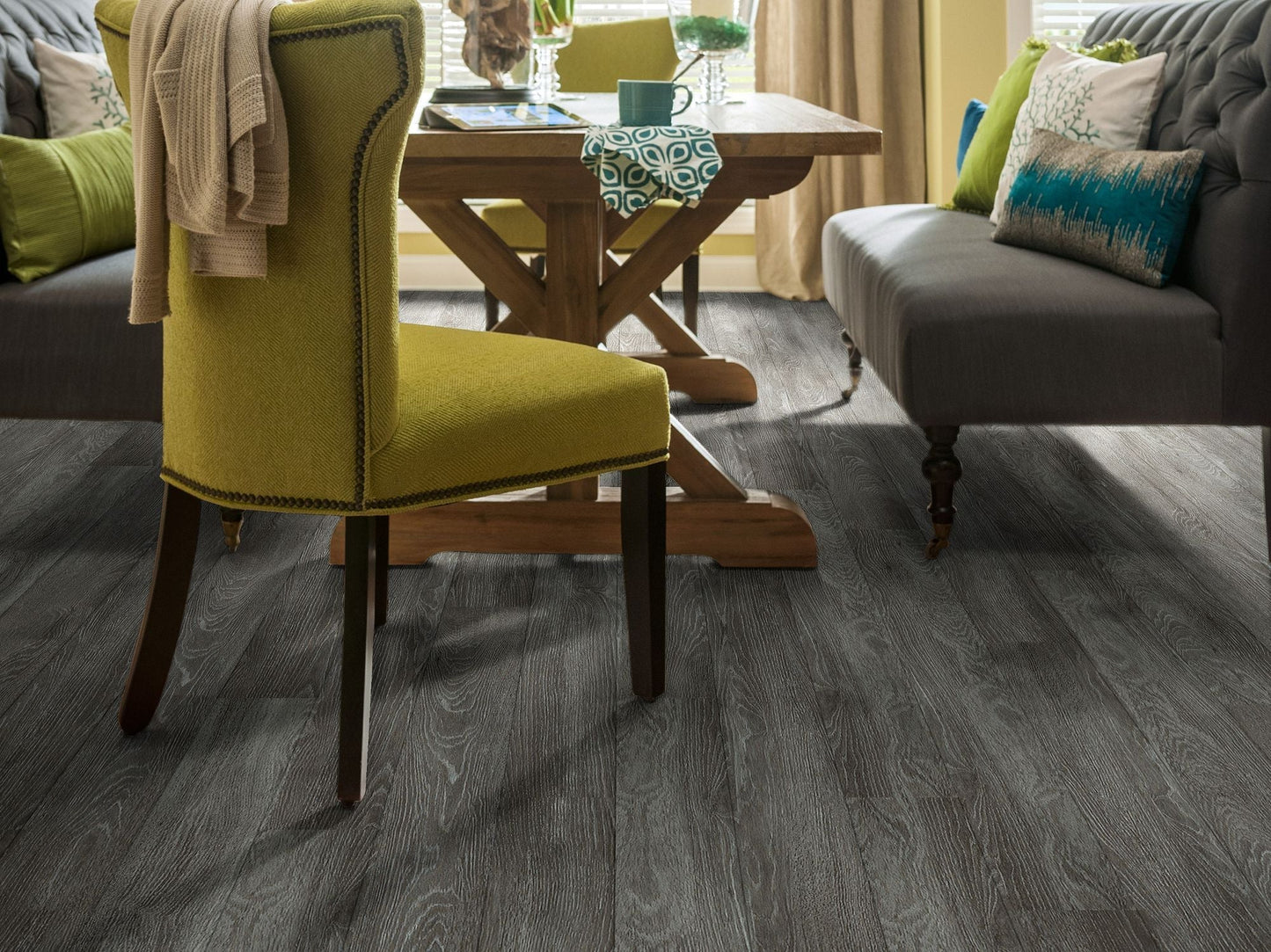 Shaw (Sample) Downtown Peachtree Street Brown Wood Look 8-mil Waterproof Glue Down Luxury Vinyl Plank