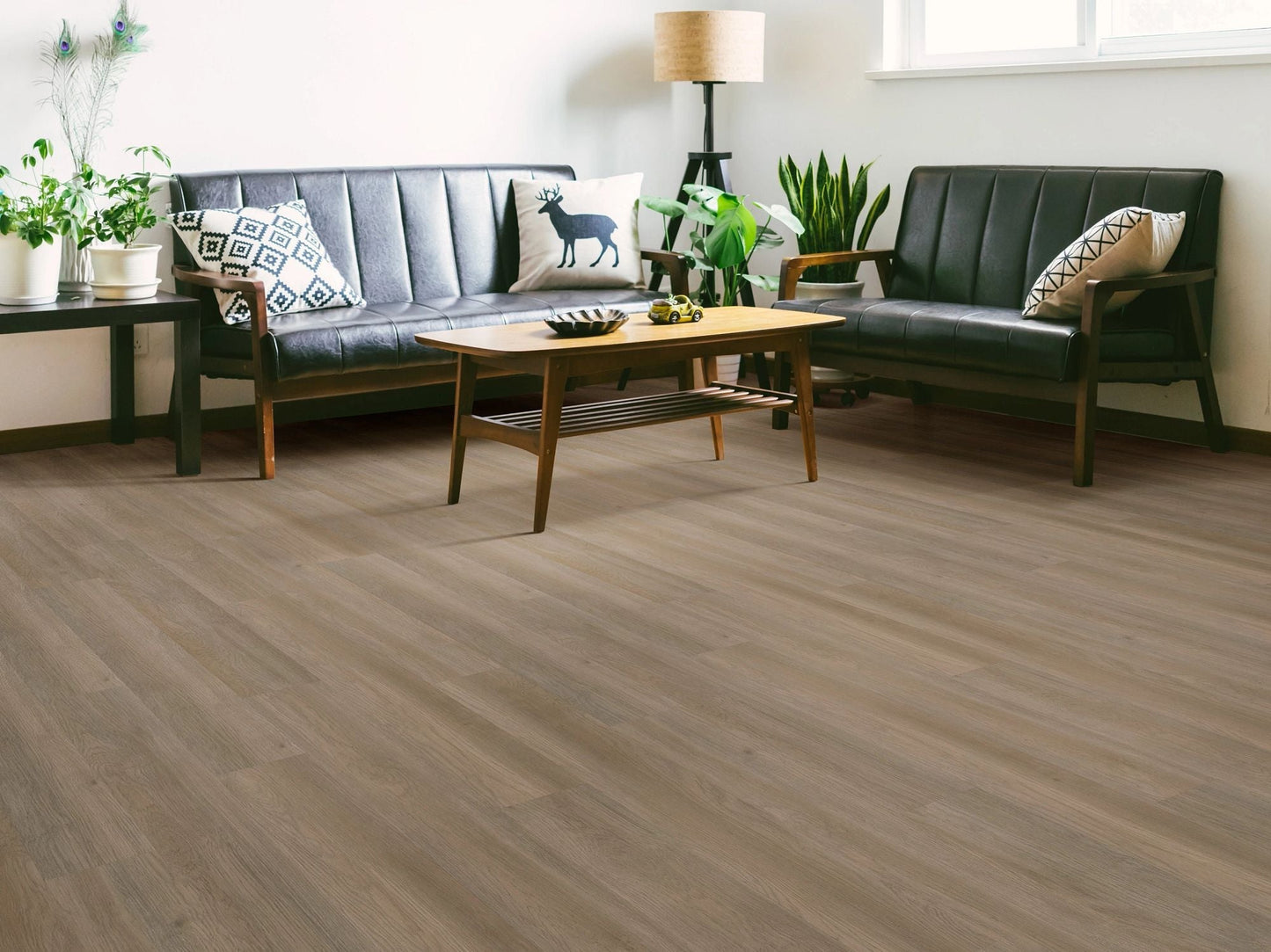 Shaw Boundless 8 Narrator Brown 8-mil x 7-in W x 48-in L Waterproof Glue Down Luxury Vinyl Plank Flooring (34.98-sq ft/ Carton)