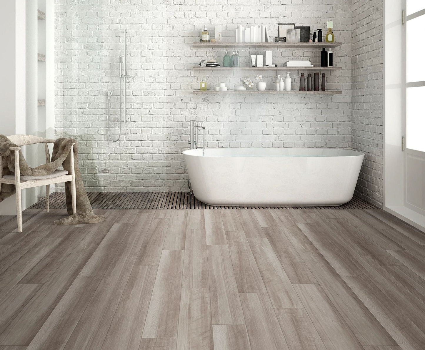 Shaw Tundra Plus Sea Oak Gray 12-mil x 7-in W x 48-in L Waterproof Interlocking Luxury Vinyl Plank Flooring (18.91-sq ft/ Carton)