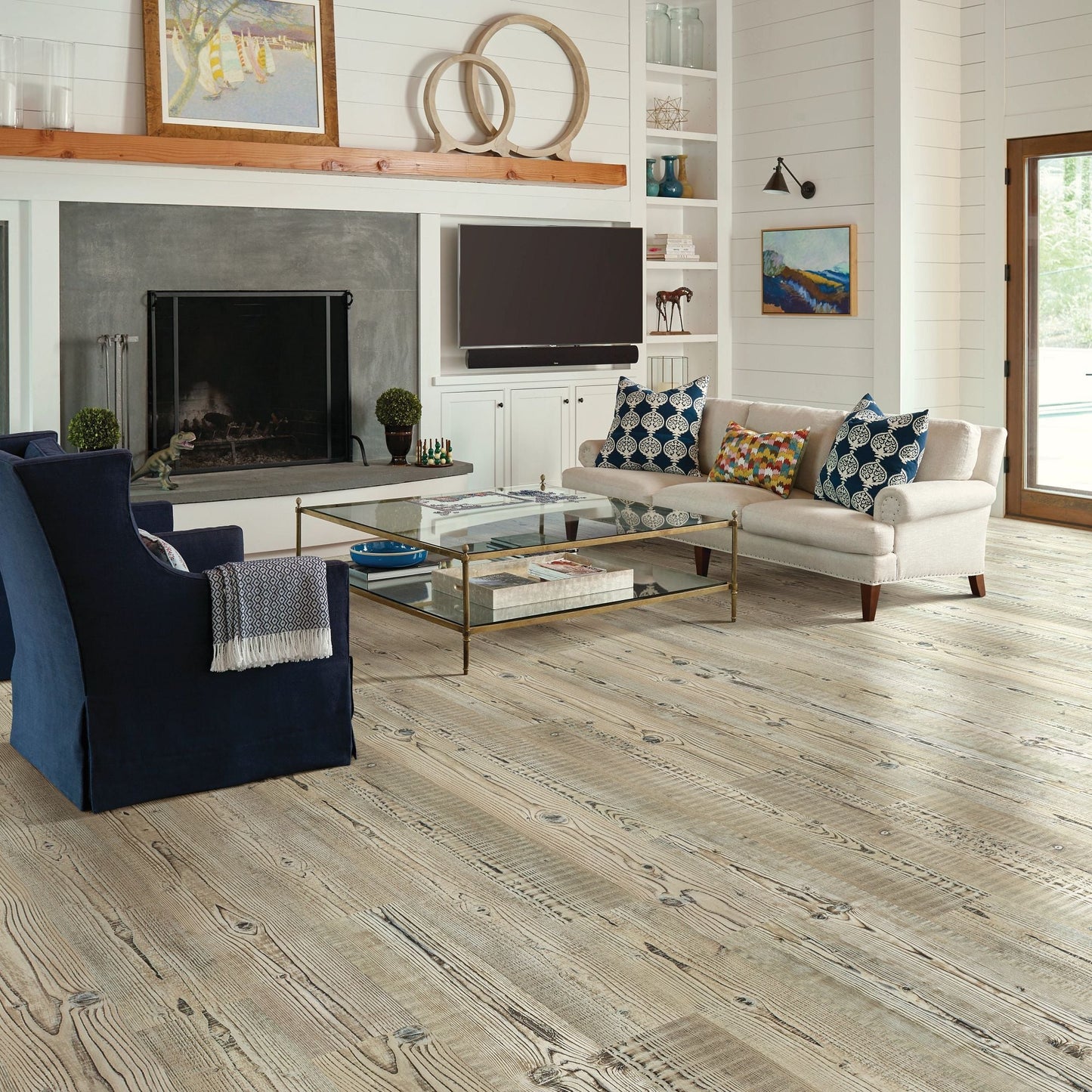 Shaw Farrier Plus 20 M Rustic Pine Brown 20-mil x 7-in W x 48-in L Waterproof Interlocking Luxury Vinyl Plank Flooring (27.73-sq ft/ Carton)