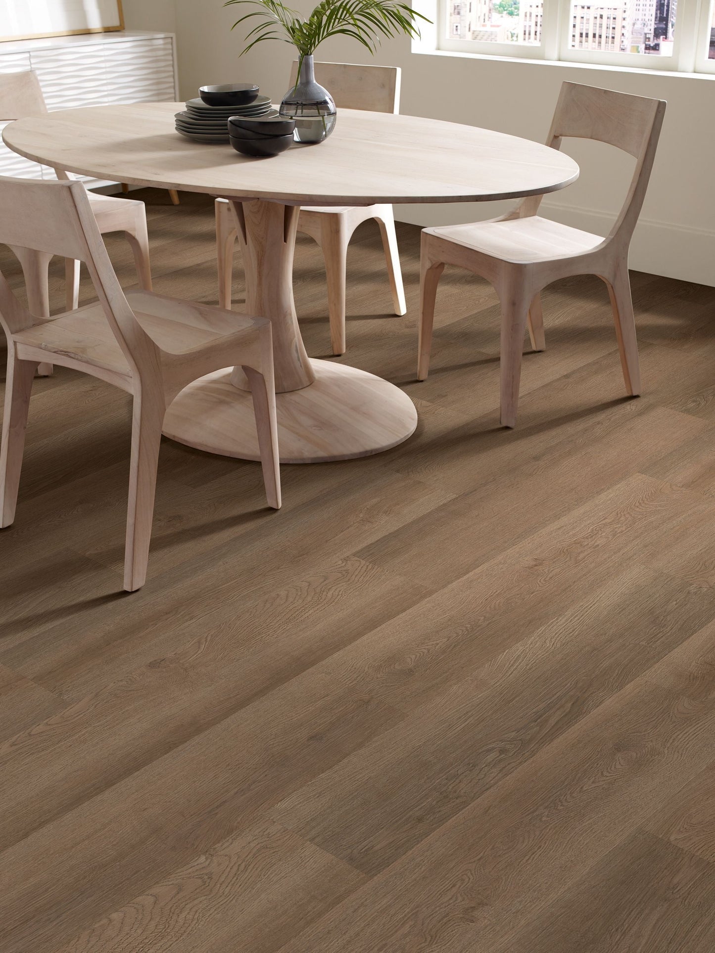 Shaw Boundless 8 Live Sienna Brown 8-mil x 7-in W x 48-in L Waterproof Glue Down Luxury Vinyl Plank Flooring (34.98-sq ft/ Carton)