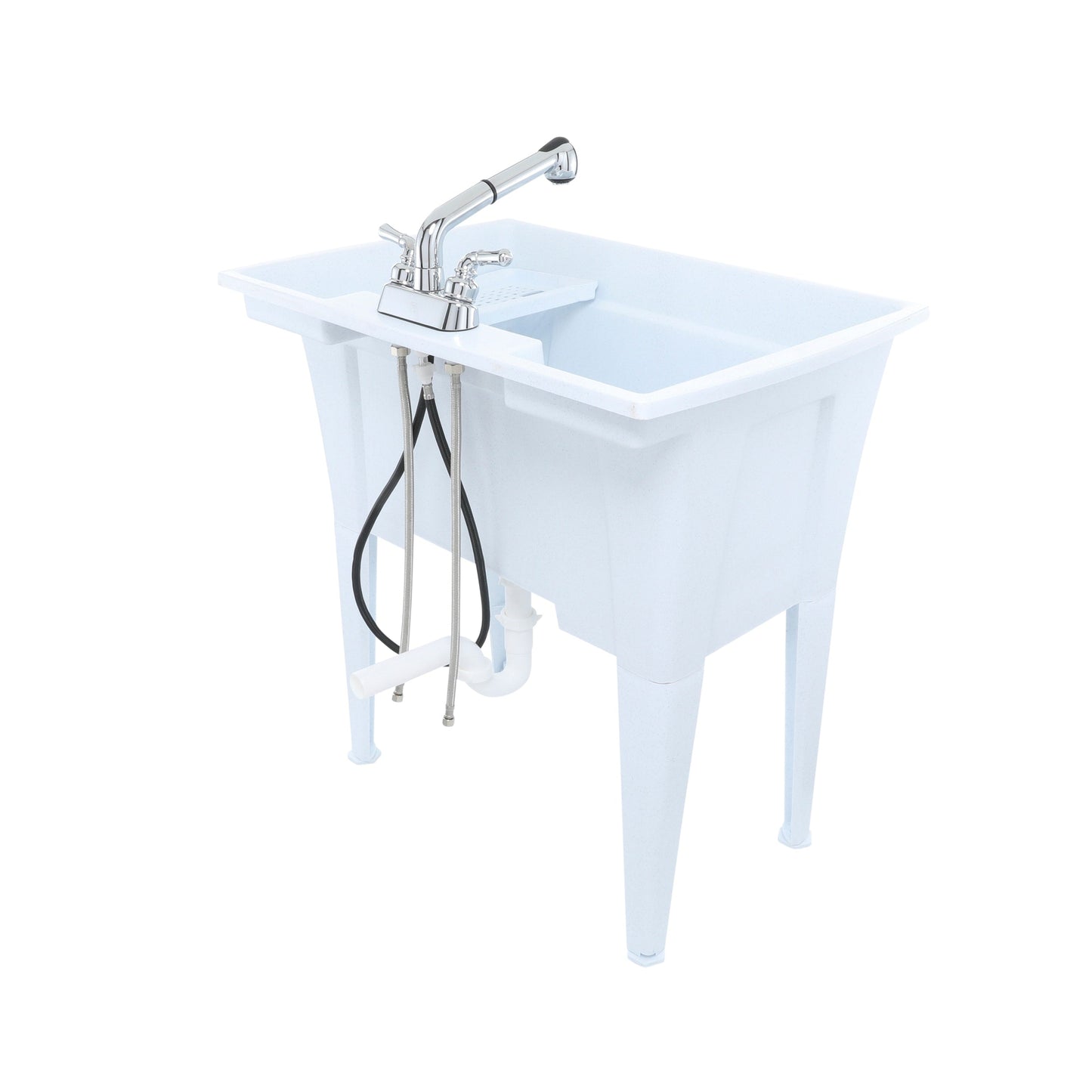 RuggedTub 32.25-in x 22-in White Freestanding Utility Tub with Faucet