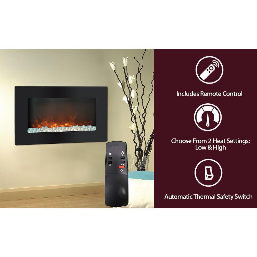 Callisto 30 in. Wall-Mount Electric Fireplace in Black - Super Arbor