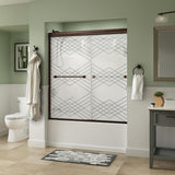 Crestfield 60 in. x 58-1/8 in. Semi-Frameless Traditional Sliding Bathtub Door in Bronze with Transition Glass - Super Arbor