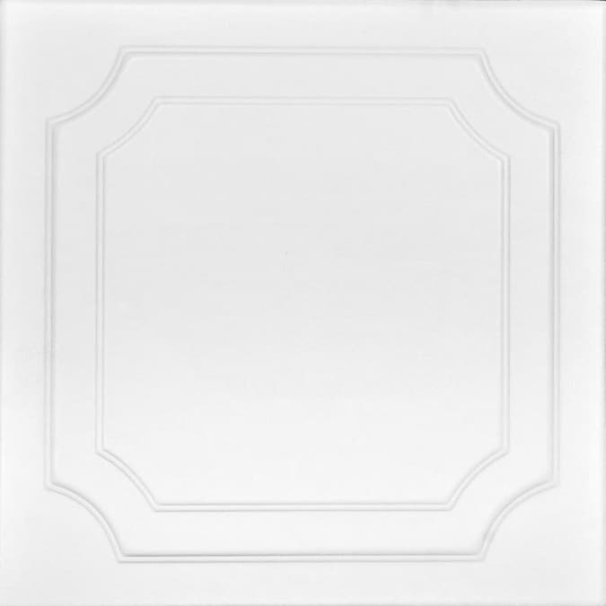 A La Maison Ceilings 1.67-ft x 1.67-ft The Virginian Plain White Polystyrene Surface-mount Ceiling Tile (8-Pack, 21.6-sq ft / Case)