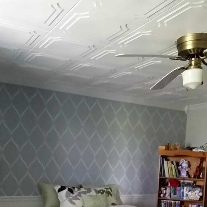 A La Maison Ceilings 1.67-ft x 1.67-ft The Virginian Plain White Polystyrene Surface-mount Ceiling Tile (8-Pack, 21.6-sq ft / Case)