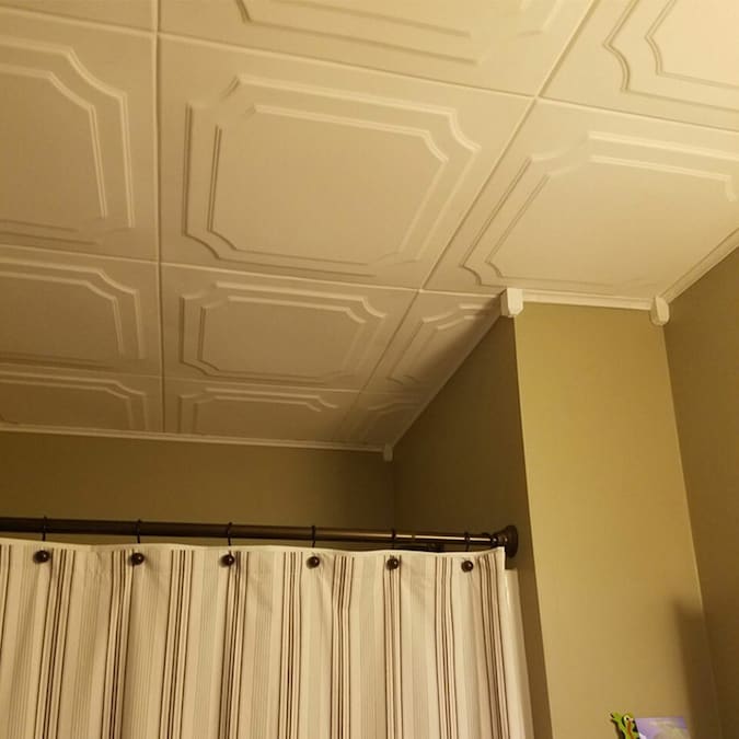 A La Maison Ceilings 1.67-ft x 1.67-ft The Virginian Plain White Polystyrene Surface-mount Ceiling Tile (8-Pack, 21.6-sq ft / Case)