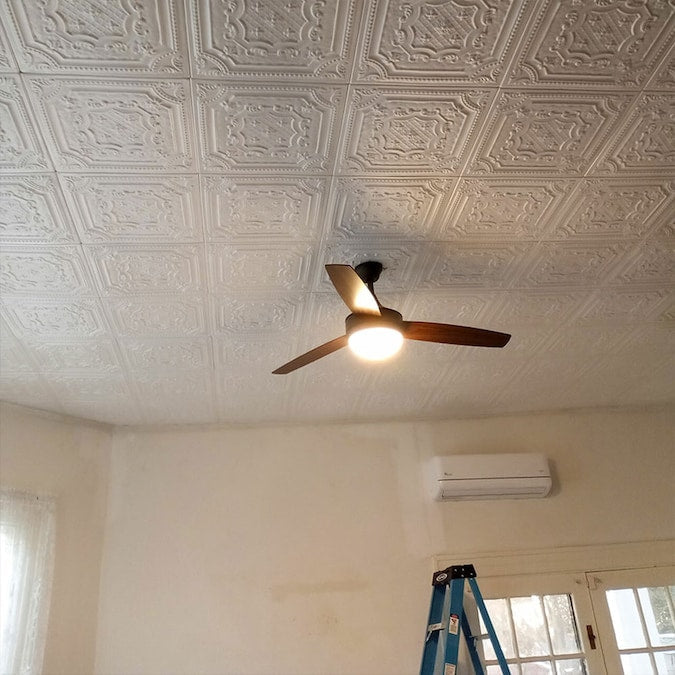 Bijou and Bee Bee A La Maison Ceilings 1.67-ft x 1.67-ft Bijou and Bee Plain White Polystyrene Surface-mount Ceiling Tile (8-Pack, 21.6-sq ft / Case)