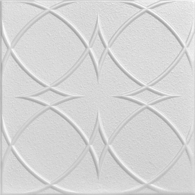 A La Maison Ceilings 1.67-ft x 1.67-ft Circles and Stars Plain White Polystyrene Surface-mount Ceiling Tile (8-Pack, 21.6-sq ft / Case)