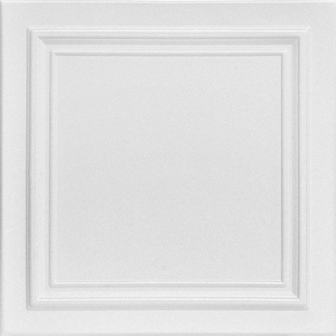 A La Maison Ceilings 1.67-ft x 1.67-ft Line Art Plain White Polystyrene Surface-mount Ceiling Tile (8-Pack, 21.6-sq ft / Case)