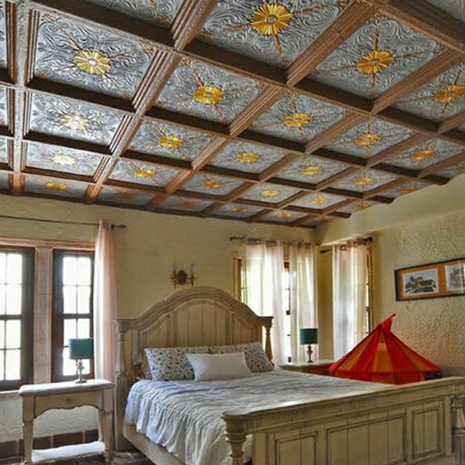 A La Maison Ceilings 1.67-ft x 1.67-ft Spanish Silver Plain White Polystyrene Surface-mount Ceiling Tile (8-Pack, 21.6-sq ft / Case)