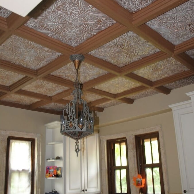 A La Maison Ceilings 1.67-ft x 1.67-ft Spanish Silver Plain White Polystyrene Surface-mount Ceiling Tile (8-Pack, 21.6-sq ft / Case)