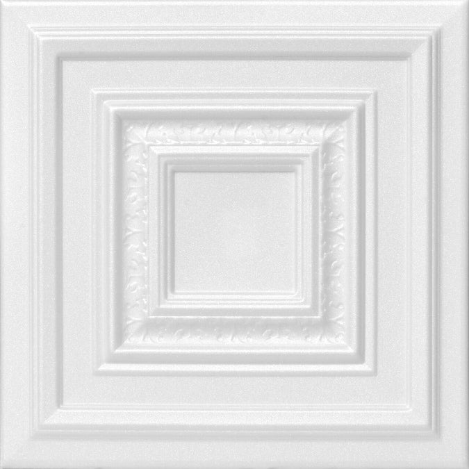A La Maison Ceilings 1.67-ft x 1.67-ft Chestnut Grove Plain White Polystyrene Surface-mount Ceiling Tile (8-Pack, 21.6-sq ft / Case)