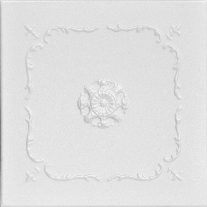 A La Maison Ceilings 1.67-ft x 1.67-ft Bourbon Street Plain White Polystyrene Surface-mount Ceiling Tile (8-Pack, 21.6-sq ft / Case)