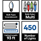 GE String-A-Long 450-Count 93.12-ft Multicolor Incandescent Plug-In Christmas String Lights