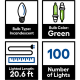 GE String-A-Long 100-Count 20.6-ft Green Incandescent Plug-In Christmas String Lights