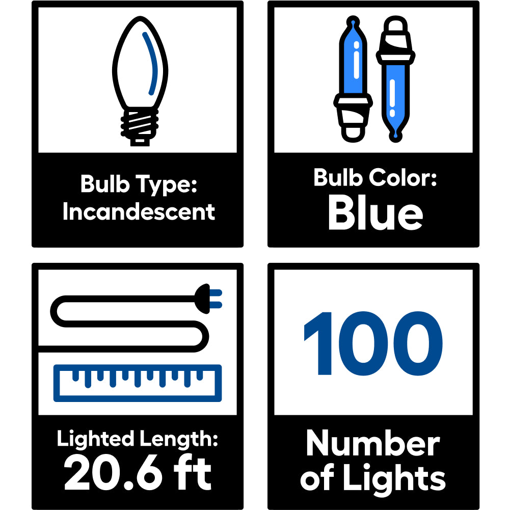 GE String-A-Long 100-Count 20.6-ft Blue Incandescent Plug-In Christmas String Lights