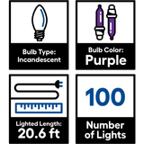 GE String-A-Long 100-Count 20.6-ft Purple Incandescent Plug-In Christmas String Lights