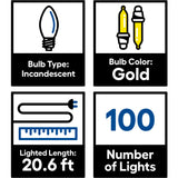 GE String-A-Long 100-Count 20.6-ft Gold Incandescent Plug-In Christmas String Lights