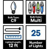 GE StayBright 25-Count 12-ft Multicolor LED Plug-In Christmas String Lights