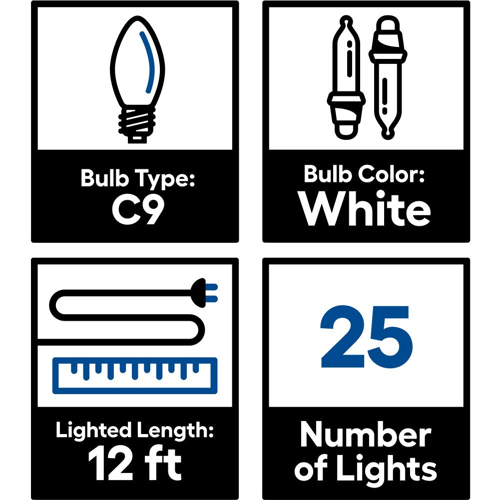 GE StayBright 25-Count 12-ft Warm White LED Plug-In Christmas String Lights