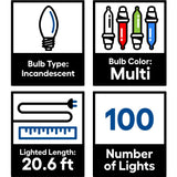GE ConstantON 100-Count 20.6-ft Multicolor Incandescent Plug-In Christmas String Lights