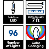 GE Color Choice 96-Count Multi-function Color Changing Snowflake LED Plug-In Christmas Icicle Lights